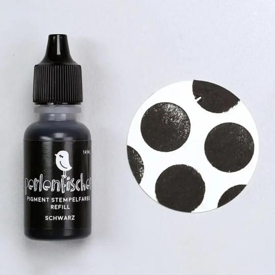 5x Pigment Stempelfarbe Refill | Schwarz