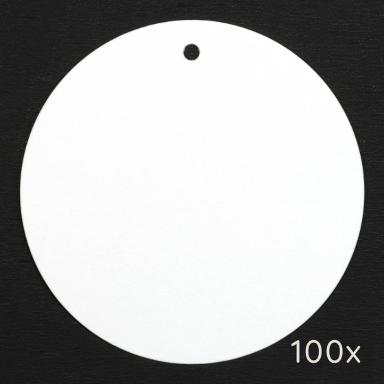 1x 100 Papieranhänger | Rund 75 mm