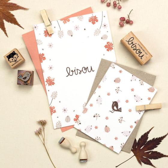 5x Stempel | Vogel mit Bäckchen