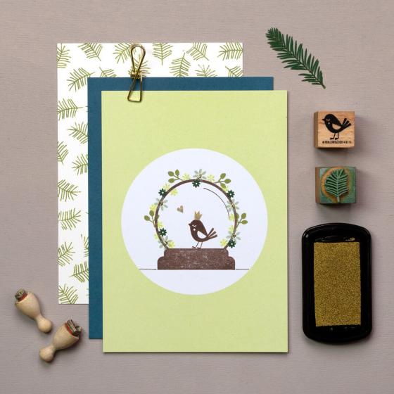 5x Stempel | Vogel mit Bäckchen