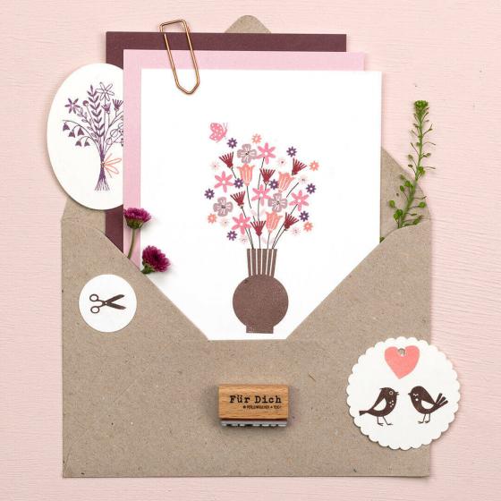 5x Stempel | Vogel mit Häubchen