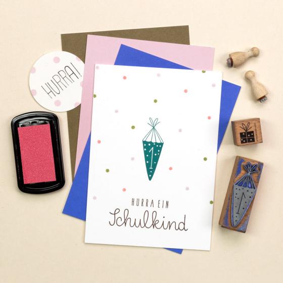 5x Stempel | Hurra ein Schulkind