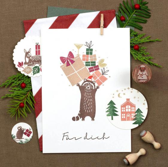 5x Stempel | Waschbär stehend