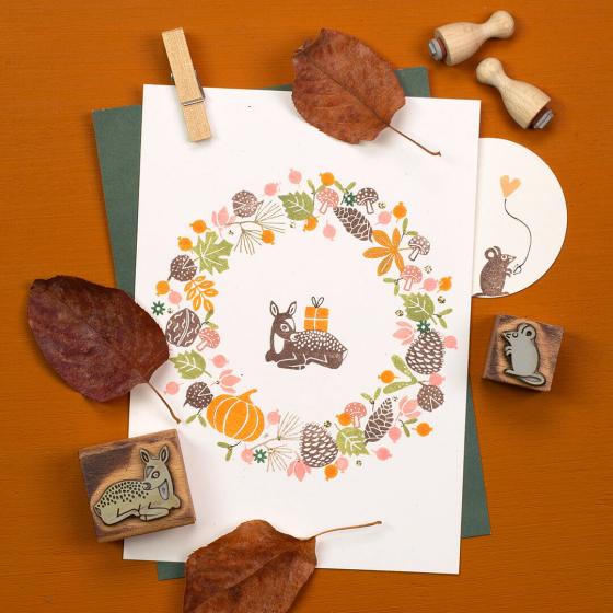 5x Stempel | Rehkitz liegend