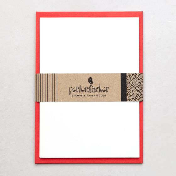 5x 5 Cards with envelope | White with red