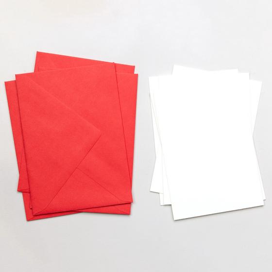 5x 5 Cards with envelope | White with red