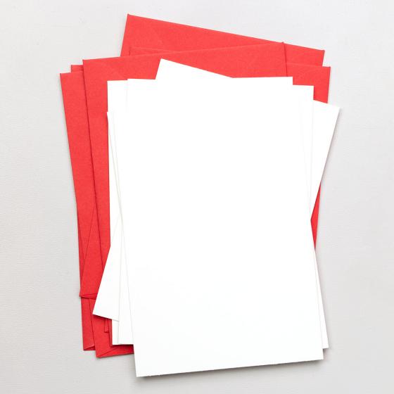 5x 5 Cards with envelope | White with red