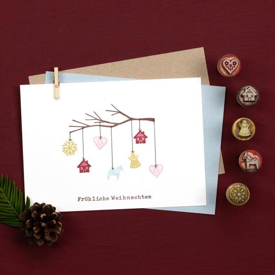 6x Stempelset | Weihnachtsanhänger